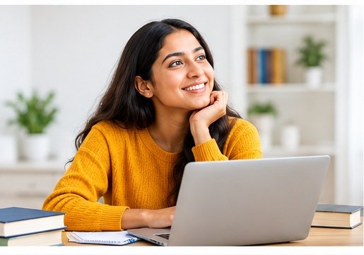 Student studying online on a laptop